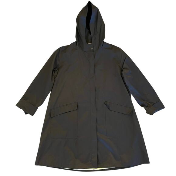 Sanyo Zip Up Rain Jacket Men's Small Black Hooded Mid Length Pockets PA234 - Picture 2 of 16